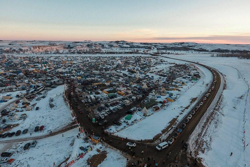 The Standing Rock Camp was covered in snow for weeks during the protests.